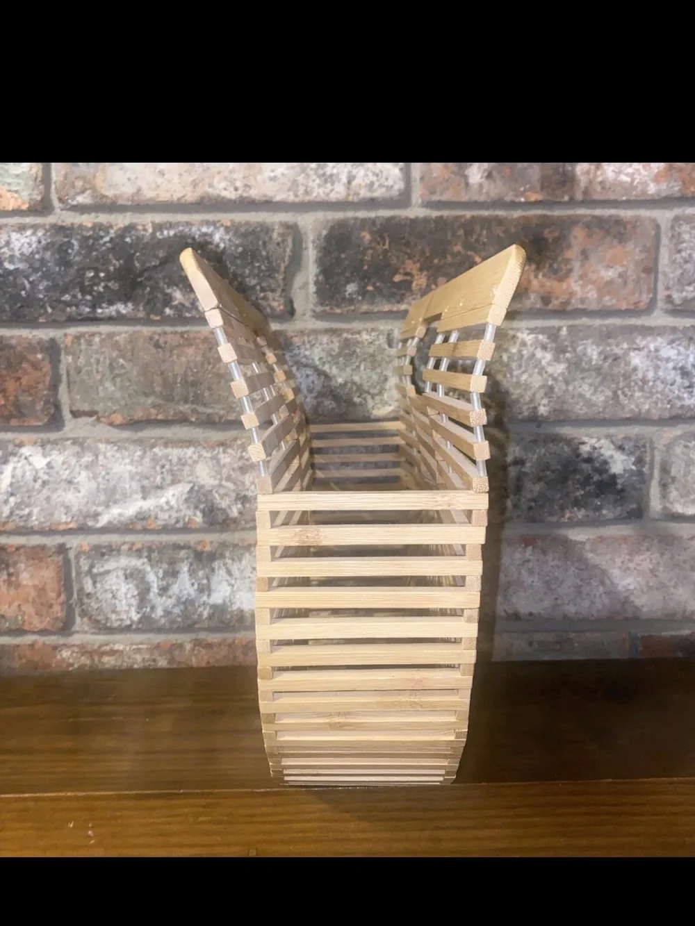 Half-Moon Bamboo Ark Bag Handle Natural Straw Wood Color Vacation Vibe Tropical